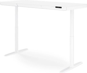 Biurko elektryczne sit-stand z szufladą i ładowarką bezprzewodową Qi białe, 1600 mm: ELLIS