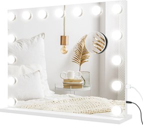 HOMCOM Kosmetyczne Lustro LED, 3 Tryby Światła, Ściemnialne, Sterowanie Dotykowe, USB, 58x48cm, Biały