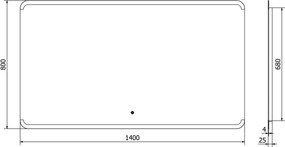 Mexen Nida lustro łazienkowe podświetlane 140 x 80 cm, LED 6000K, antypara - 9806-140-080-611-00