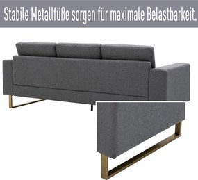 Homcom sofa 3-osobowa tapicerowana meble do siedzenia podłokietniki len ciemnoszary 200 x 82 x 78 cm | Aosom PL