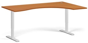 Ergonomiczne biurko z regulacją wysokości, 180x120 cm, 2 silniki, L/P, biała podstawa, czereśnia