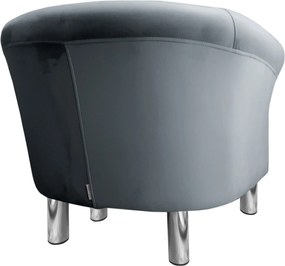 Fotel Milo tkanina Welur wygodny fotel tapicerowany do salonu i sypialni : Kolor nogi - Chrom, Kolor tkaniny - VELVET - BL14, Wysokość nogi - 15 cm