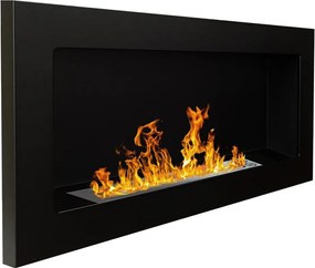Biokominek ścienny lub do zabudowy Lucca Black, dł. 90 x gł. 12 x wys. 40