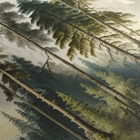 Obraz - Krajobraz lasów w stylu vintage (z zegarem) (90x30 cm)