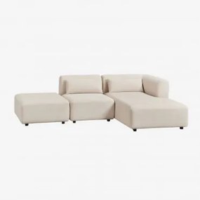 Sofa Modułowy Z Prawym Szezlongiem, 2-częściowy Z Pufą Fogler Sztruks Beż Lniany - Sklum