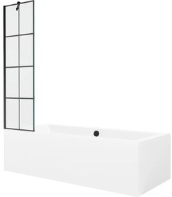 Mexen Cube wanna prostokątna 170 x 80 cm z obudową i parawanem 1-skrzydłowym 50 cm, czarny wzór - 550517080X9505007077