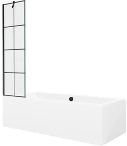 Mexen Cube wanna prostokątna 170 x 80 cm z obudową i parawanem 1-skrzydłowym 50 cm, czarny wzór - 550517080X9505007077