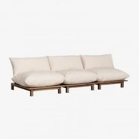 3-częściowa Modułowa, Rozkładana Sofa Ogrodowa Z Drewna Akacjowego Brina Kremowa - Sklum