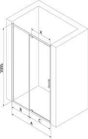 Mexen Exo drzwi prysznicowe uchylne 130 cm, transparent, czarne - 819-130-000-70-00