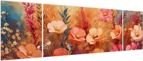 Obraz - Kwiaty łąkowe, malarstwo (170x50 cm)