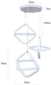 Lampa geometryczna LED klosz wisząca sufitowa AT53-3SL-White