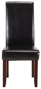 Komplet 2 krzeseł ROVIGO - Brązowa ekoskóra z połyskiem - Ciemne drewniane nogi