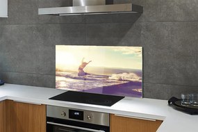 Szklany Panel Kobieta nad Jeziorem pod Chmurami