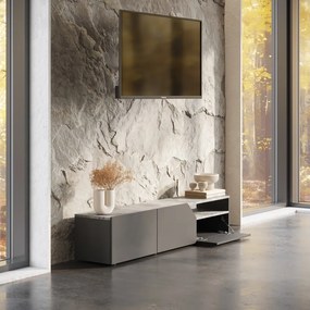 Czarna szafka pod TV w dekorze betonu 180x38 cm Verone – TemaHome