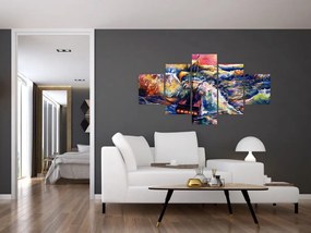 Obraz - Statek na falach oceanu, akwarela (125x70 cm)