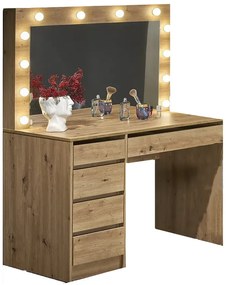 Toaletka Z Lustrem I Led Dąb Artisan R0-F39
