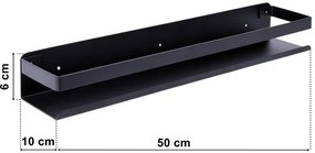 Czarna półka łazienkowa na kosmetyki 50 cm - Derix