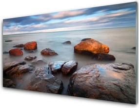 Dekor Szklany do Kuchni Nadmorskie Głazy v Słońcu