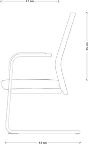 Krzesło biurowe na płozach Trent S, czarna ekoskóra