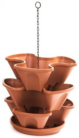 Doniczka kaskadowa wisząca dwupiętrowa, terakota, 23 cm