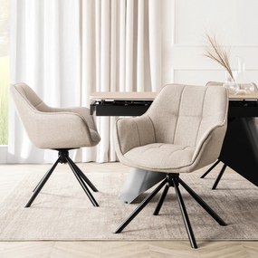 Krzesło Tapicerowane Obrotowe PEONY 2 Beżowe Nowoczesne Loft