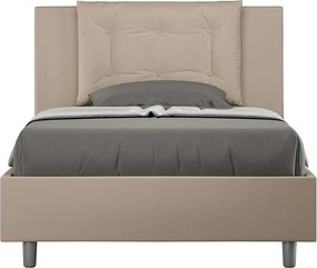 Łóżko bez stelaża tapicerowane 120x200 sztucznej skóry szaro-beżowy Annalisa