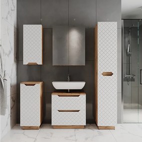 Zestaw mebli łazienkowych dąb/biały ze strukturą płytek 59.8x32x62.5 lotta