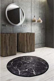 Czarny dywanik łazienkowy ø 100 cm Marble – Foutastic