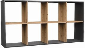 Regał Malax 2X4 | Antracyt/ Dąb Artisan | 147x30x75 cm | Regał na książki i zabawki