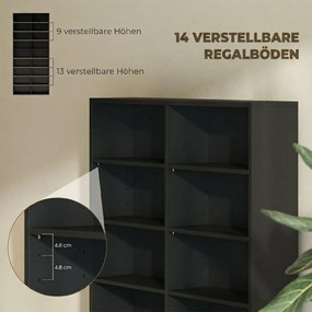 HOMCOM regał do przechowywania 640 płyt CD, regał na Blu-ray z 18 przegrodami i 14 regulowanymi półkami, Czarny | Aosom PL