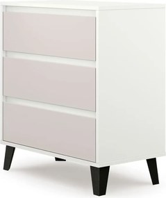 Komoda z 3 szufladami w stylu skandynawskim biały + kaszmir L8-C54