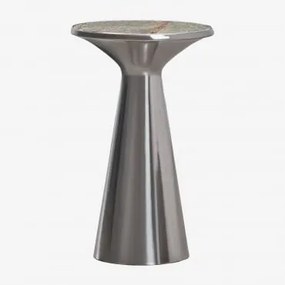 Zestaw 2 Stolików Nocnych Ø30 Cm Ze Stali Nierdzewnej Selmalis Marble Green Forest - Sklum
