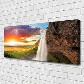 Obraz canvas na ścianę Rozświetlony Wodospad w Słońcu