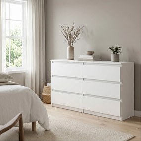 Komoda NUDO 138,5 cm do Salonu Sypialni 6 Szuflad Biały