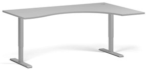 Ergonomiczne biurko z regulacją wysokości, 180x120 cm, 2 silniki, L/P, szara podstawa, szary