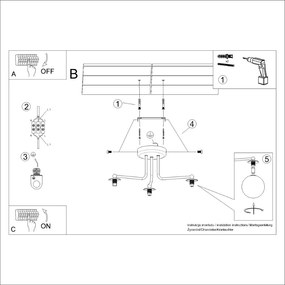 Czarno-biała lampa sufitowa Beam – Nice Lamps