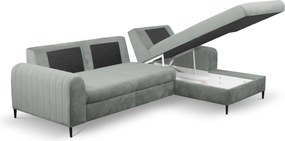 Masseno Narożnik VERONA z funkcją spania i pojemnikiem na pościel Narozniki L, Rozkładana sofa - Szary, VELLUTO GREY 16