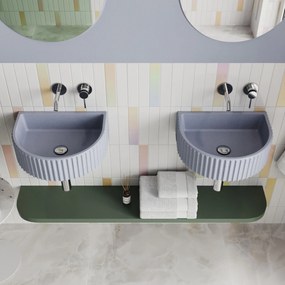 Umywalka betonowa podwieszana / nablatowa półokrągła bez otworu na baterię 45 x 36 cm MUSLIN | różne kolory : Kolor - Lawendowy, Typ montażu - podwieszana