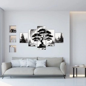 Obraz – Czarno-biały bonsai (125x70 cm)