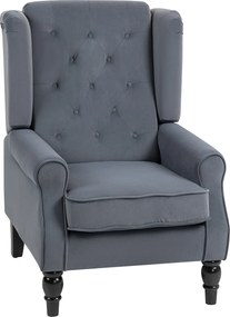 HOMCOM Elegancki fotel uszak, grubo tapicerowany, zdejmowany pokrowiec, 74 x 86 x 102 cm, szary | Aosom PL