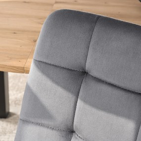 Krzesło Tapicerowane do Jadalni PERU Szare Welurowe Nowoczesne Loft