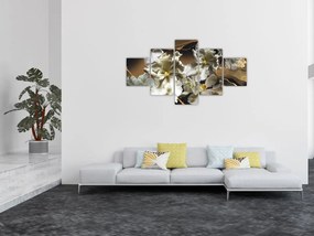 Obraz - Orchidea kwiaty na marmurowym tle (125x70 cm)