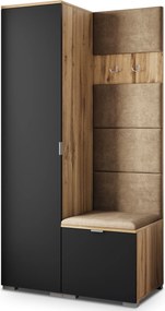 Masseno Garderoba LORI 95/181/51 cm Nowoczesna Szafa do Przedpokoju Dąb wotan, MONOLITH 09 (Beżowy)