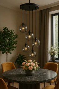 Lampa z wiszącymi beżowymi kulamo K9-T50