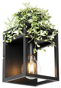 Industrialna lampa ścienna czarna z półką - Cage RackPrzemysłowy Oswietlenie wewnetrzne