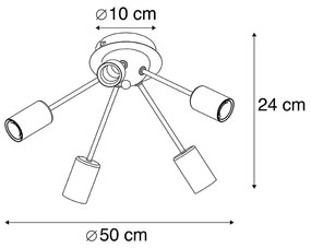 Lampa sufitowa art deco złota 5-punktowa -Facil ArtDeco Oswietlenie wewnetrzne