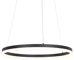 Designerska lampa wisząca w kształcie pierścienia czarna 60cm z diodą LED i ściemniaczem - Anello Nowoczesny Oswietlenie wewnetrzne