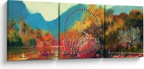 Obraz - Kolory jesieni (z zegarem) (90x30 cm)