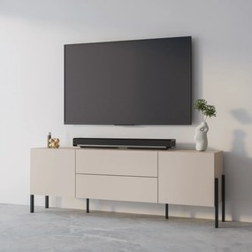Szafka RTV stojąca CONTE 207 cm do Salonu pod Telewizor 2 Szuflady - Kaszmir