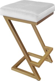 Hoker ZETA krzesło barowe tkanina Welur podstawa metalowa LOFT : Kolor Stelaża - Złoty, Kolor tkaniny - VELVET - MG39